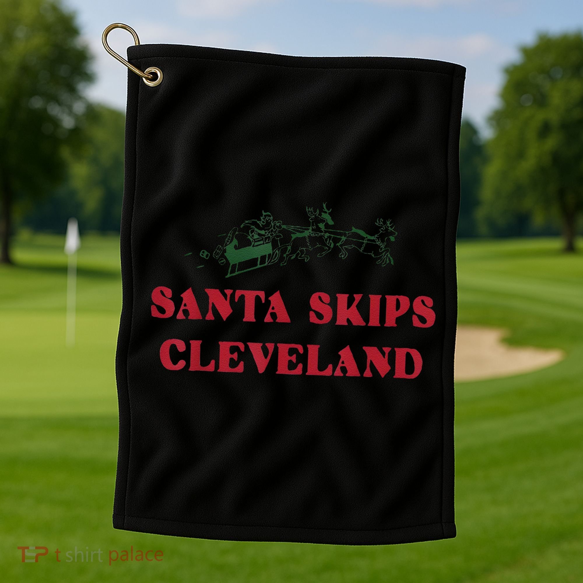 Santa Skips Cleveland Golf Towel