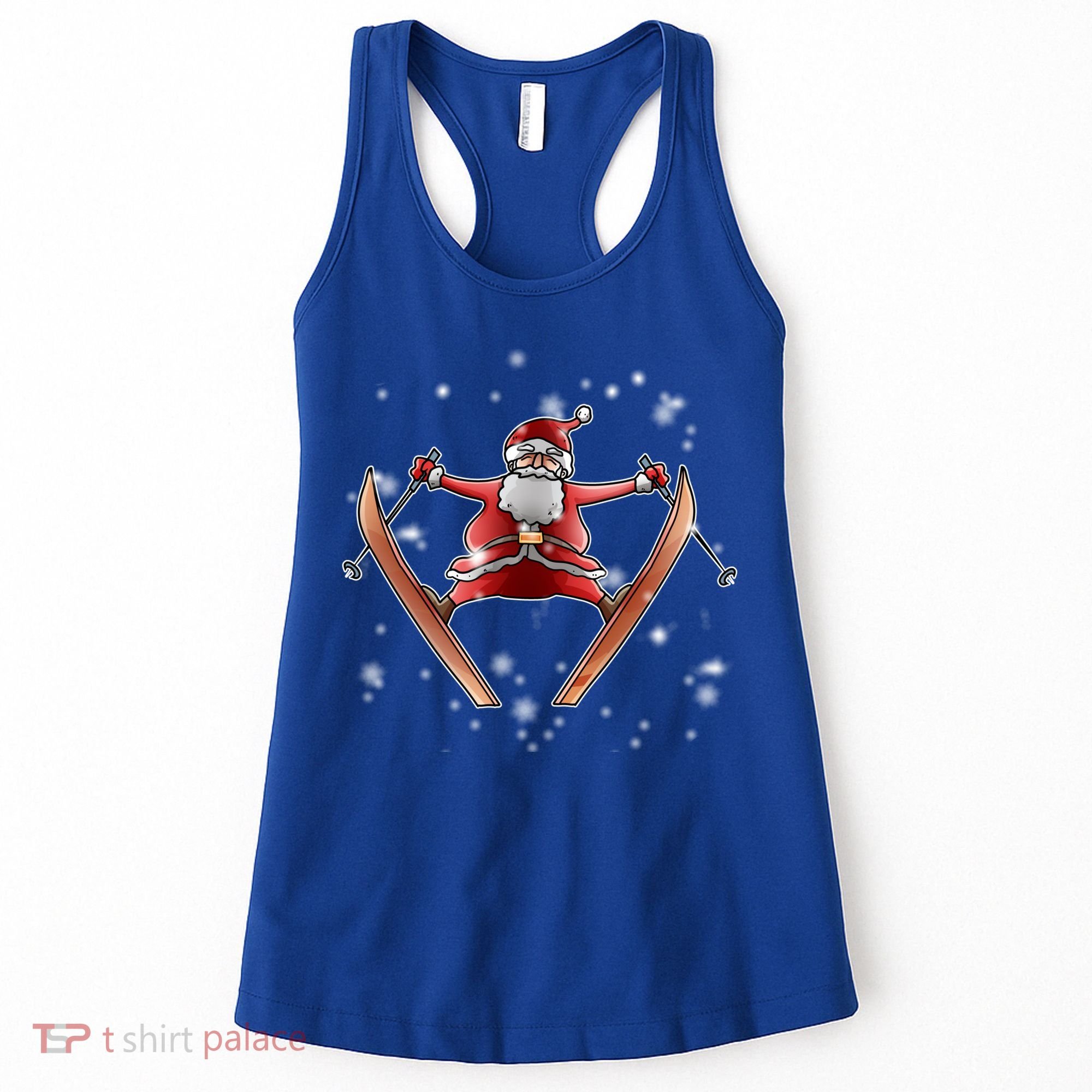 Skiing Santa Christmas Ski Winter Sport Xgiftmas Pajama Skier Great Gift Women's Tank Top