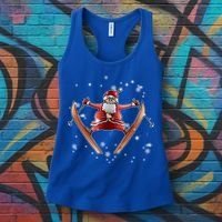 Skiing Santa Christmas Ski Winter Sport Xgiftmas Pajama Skier Great Gift Women's Tank Top thumb 3