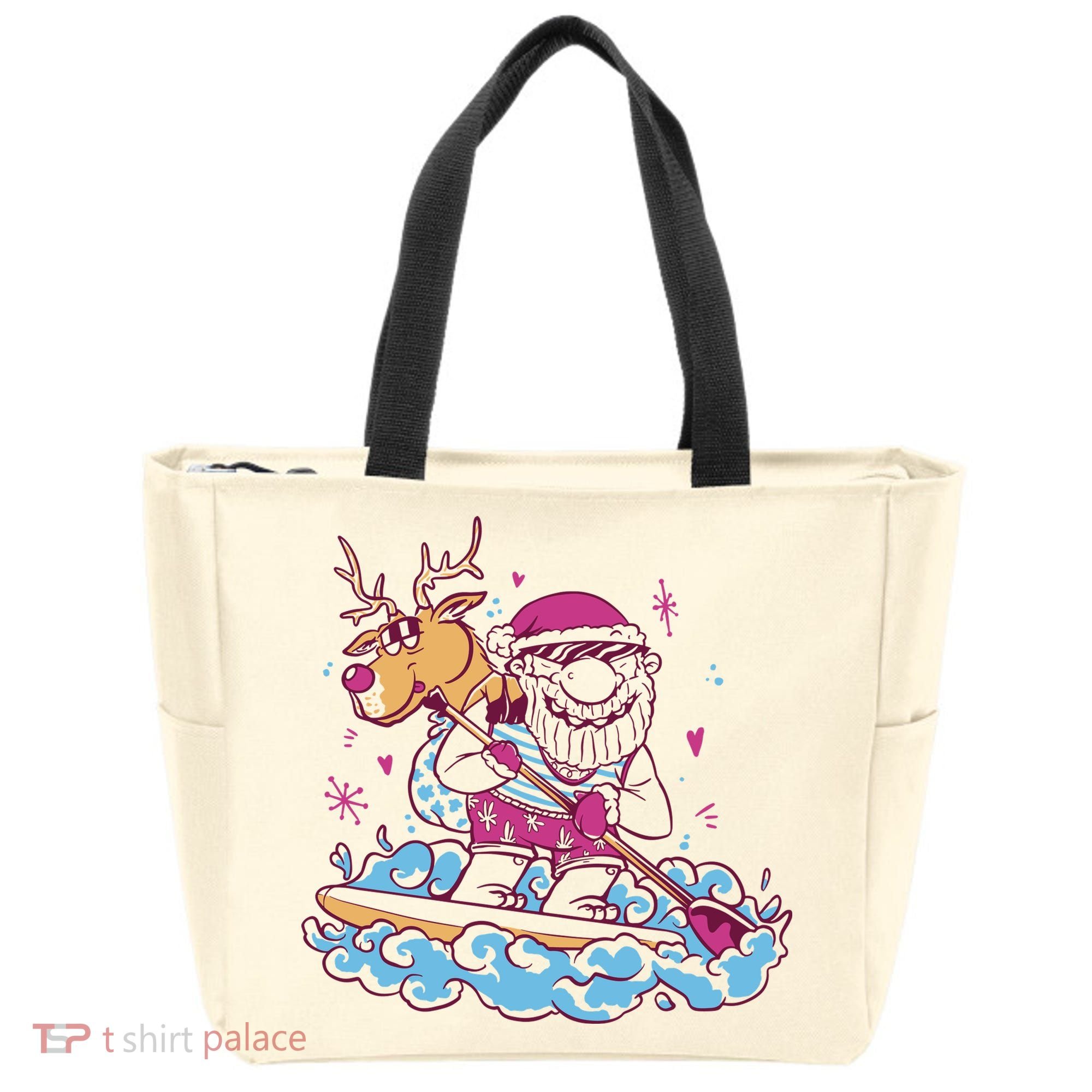 Santa Surfing Christmas Holiday Vacation Tote Bag