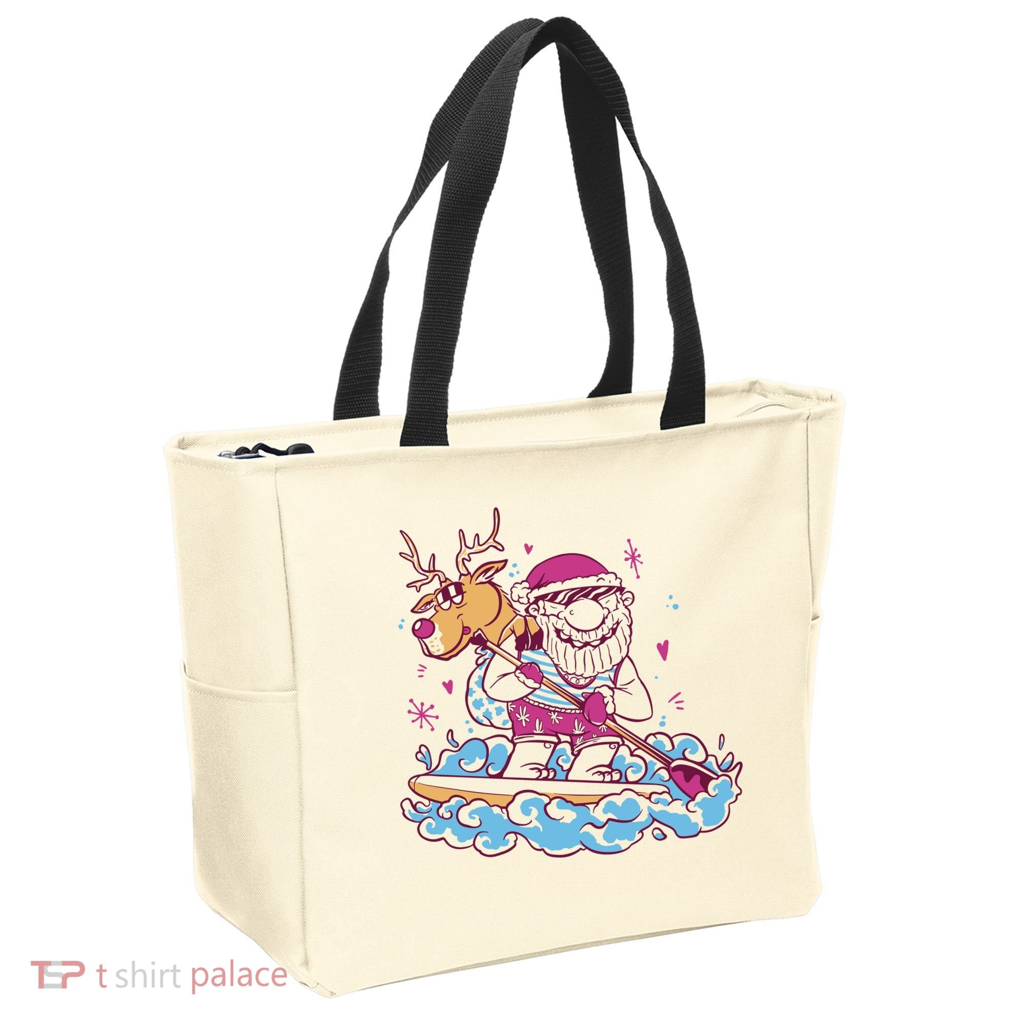 Santa Surfing Christmas Holiday Vacation Tote Bag