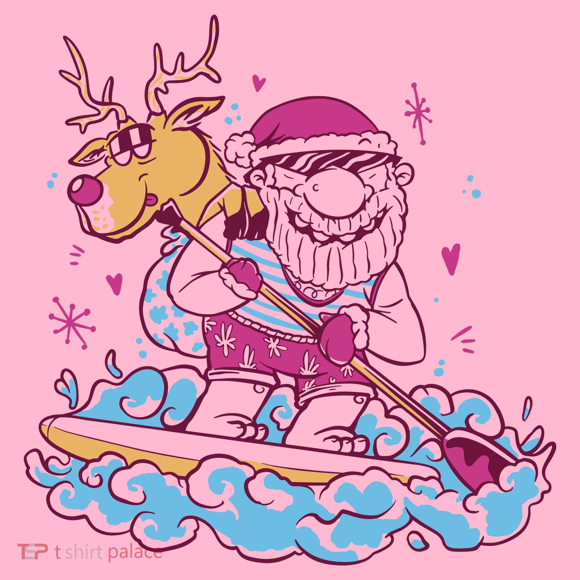 Santa Surfing Christmas Holiday Vacation Coaster