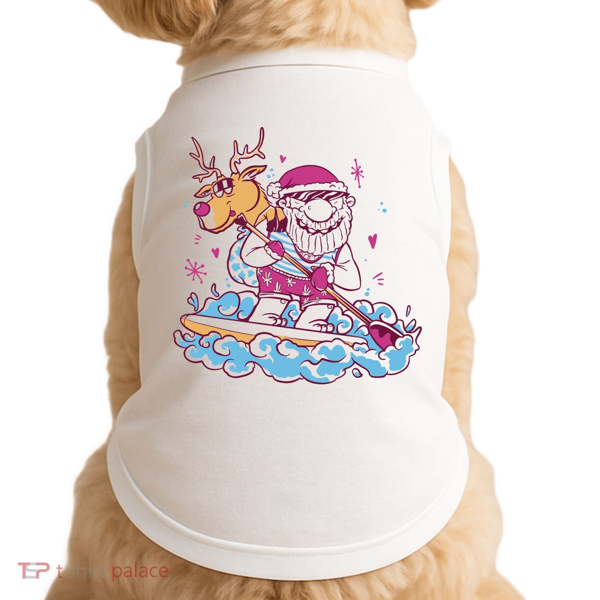 Santa Surfing Christmas Holiday Vacation Doggie Tank