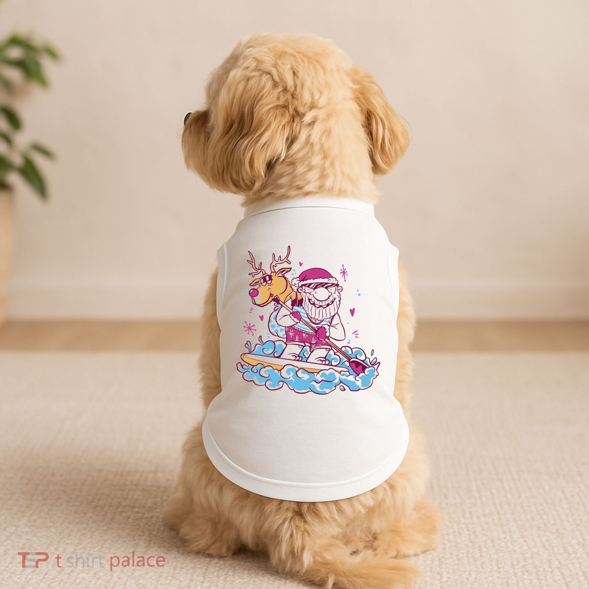 Santa Surfing Christmas Holiday Vacation Doggie Tank