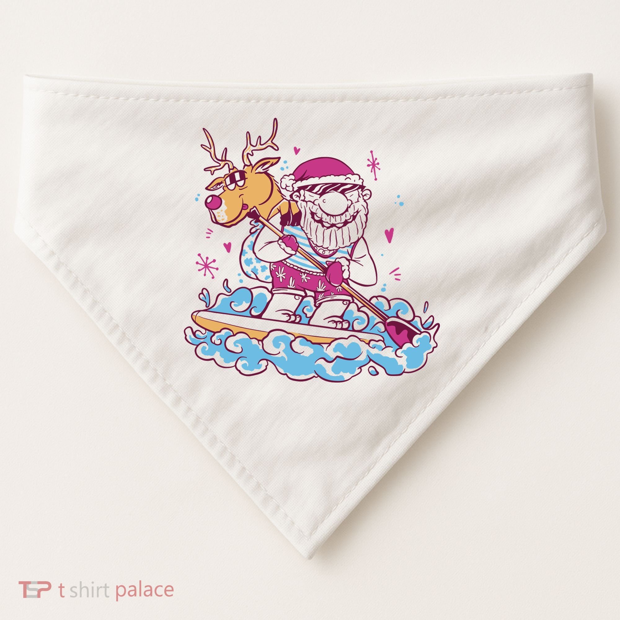Santa Surfing Christmas Holiday Vacation USA-Made Doggie Bandana
