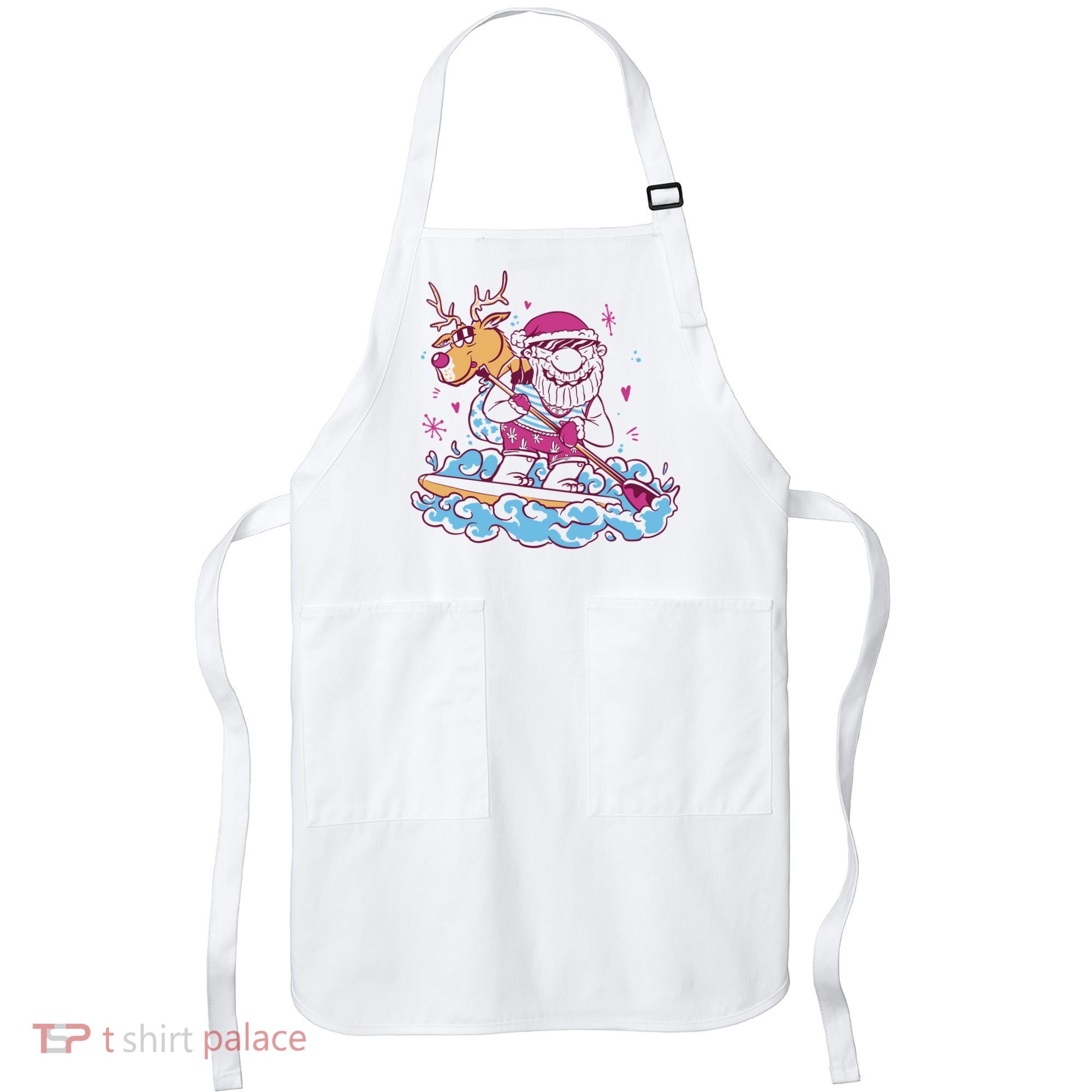 Santa Surfing Christmas Holiday Vacation Apron