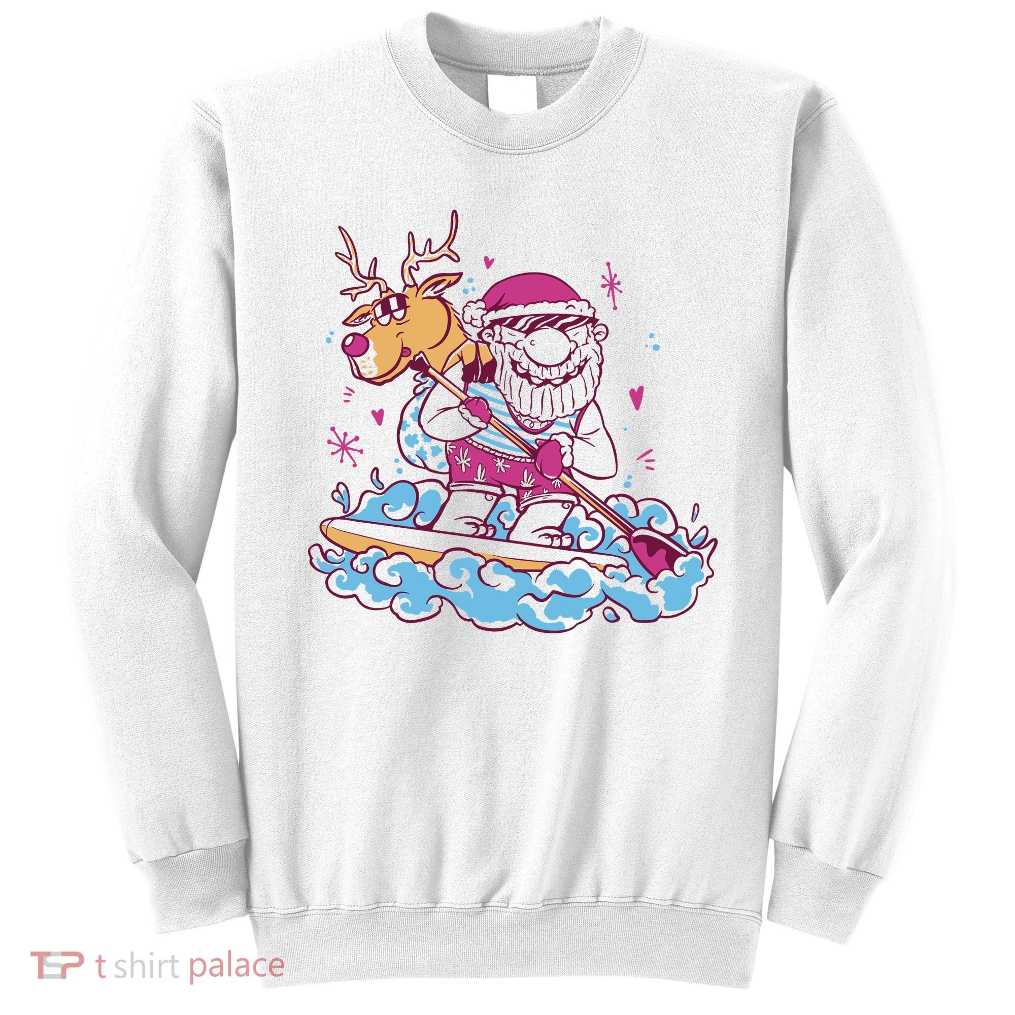 Santa Surfing Christmas Holiday Vacation Sweatshirt