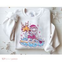 Santa Surfing Christmas Holiday Vacation Sweatshirt thumb 2
