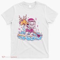 Santa Surfing Christmas Holiday Vacation T-Shirt thumb 0