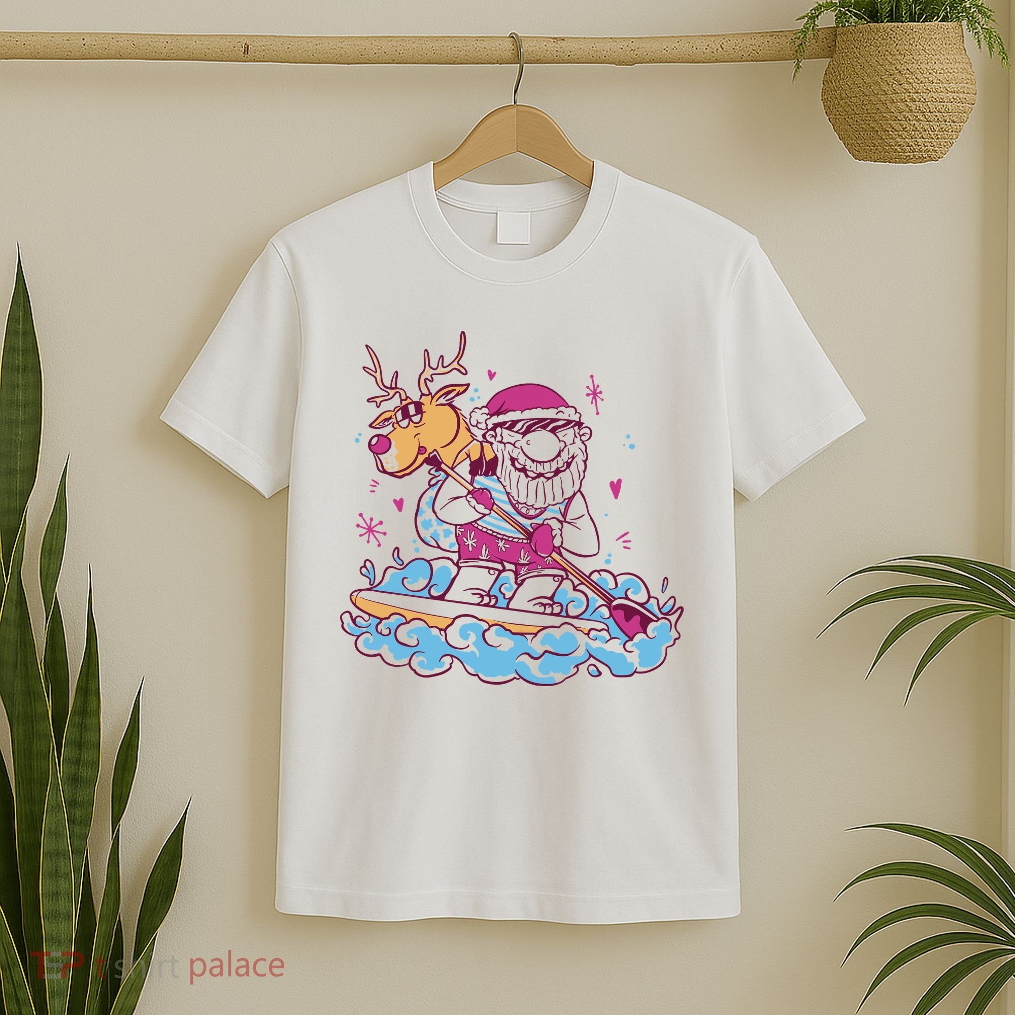 Santa Surfing Christmas Holiday Vacation T-Shirt