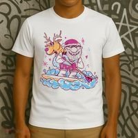 Santa Surfing Christmas Holiday Vacation T-Shirt thumb 3
