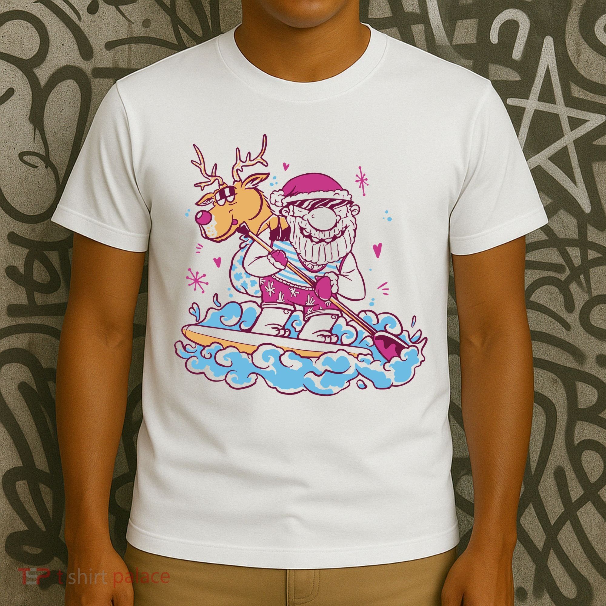 Santa Surfing Christmas Holiday Vacation T-Shirt