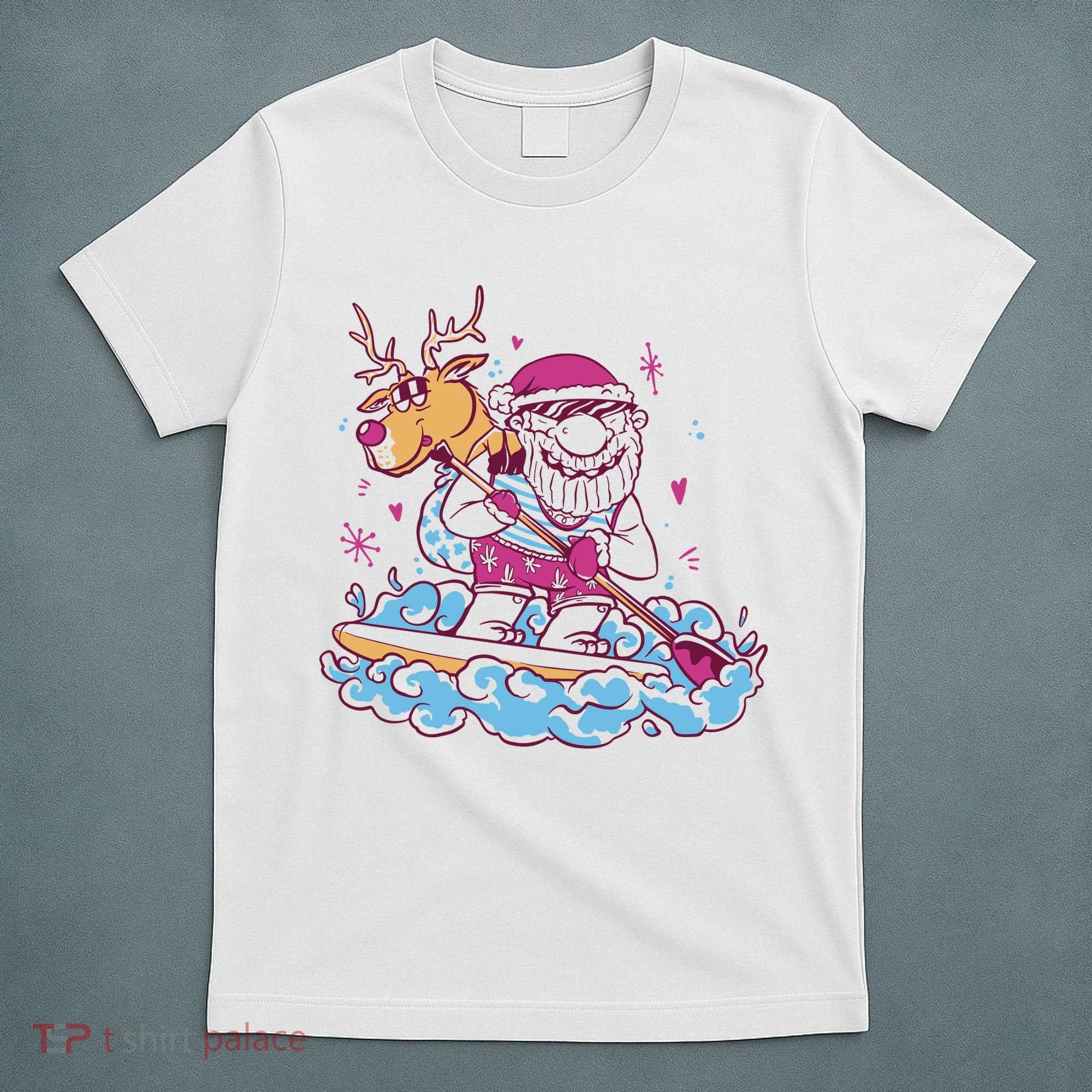 Santa Surfing Christmas Holiday Vacation T-Shirt