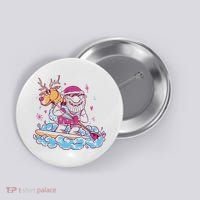 Santa Surfing Christmas Holiday Vacation Button thumb 0