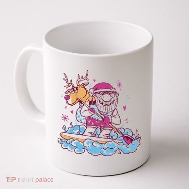 Santa Surfing Christmas Holiday Vacation Coffee Mug