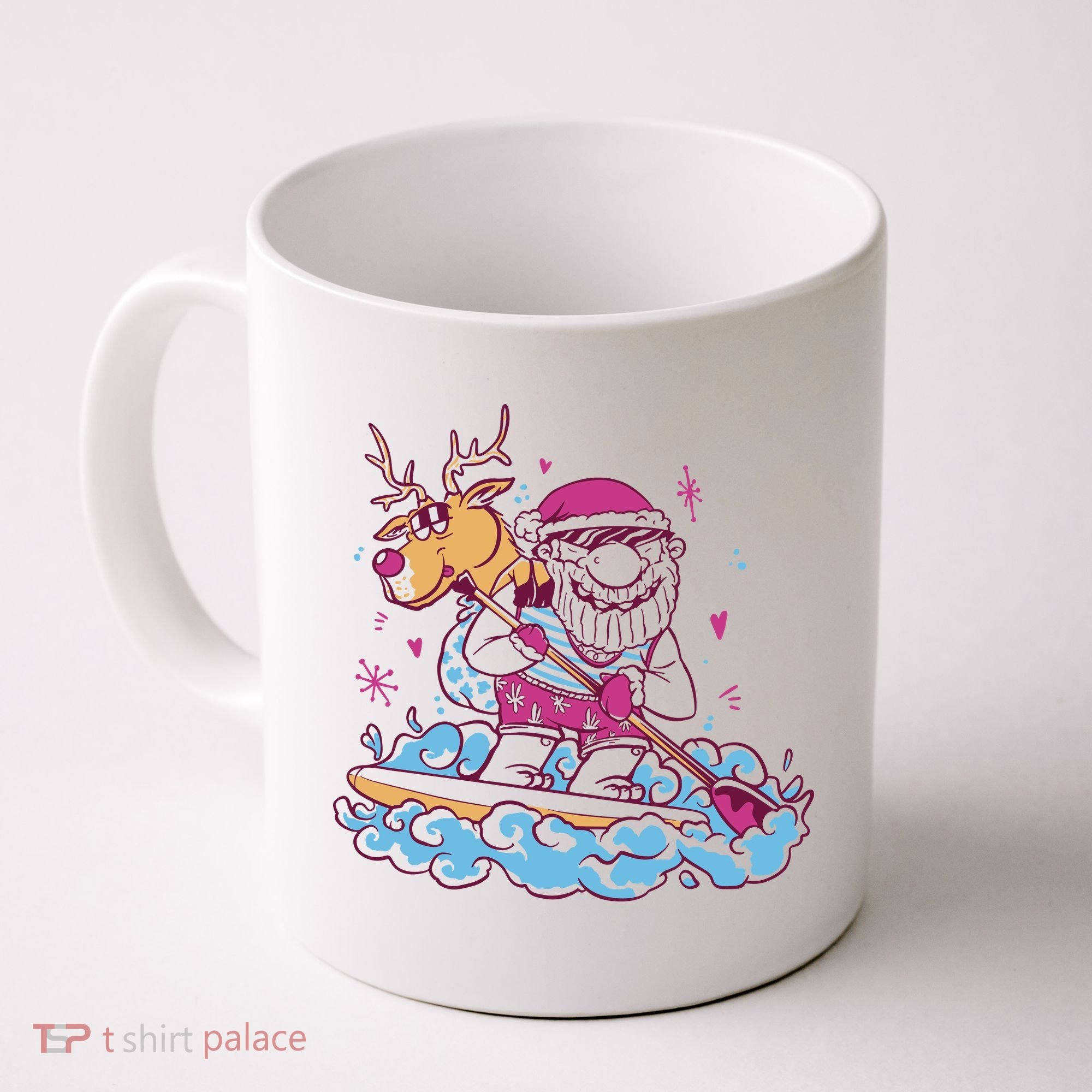 Santa Surfing Christmas Holiday Vacation Coffee Mug