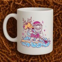 Santa Surfing Christmas Holiday Vacation Coffee Mug thumb 2