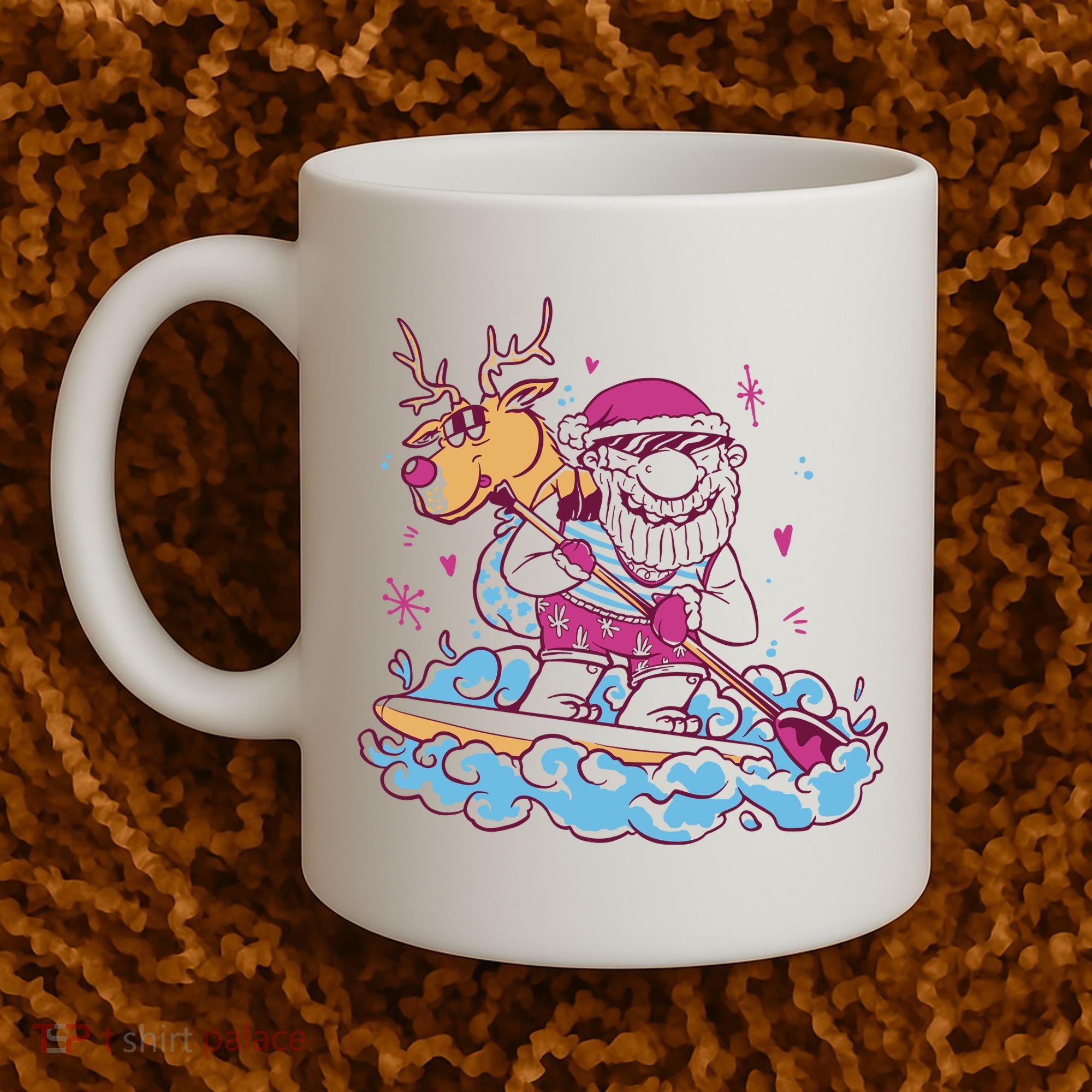 Santa Surfing Christmas Holiday Vacation Coffee Mug