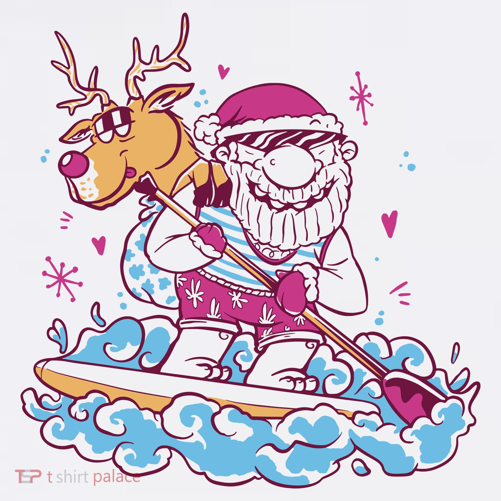 Santa Surfing Christmas Holiday Vacation Polo
