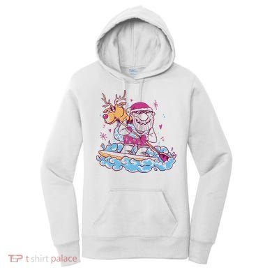 Santa Surfing Christmas Holiday Vacation Women's Hoodie