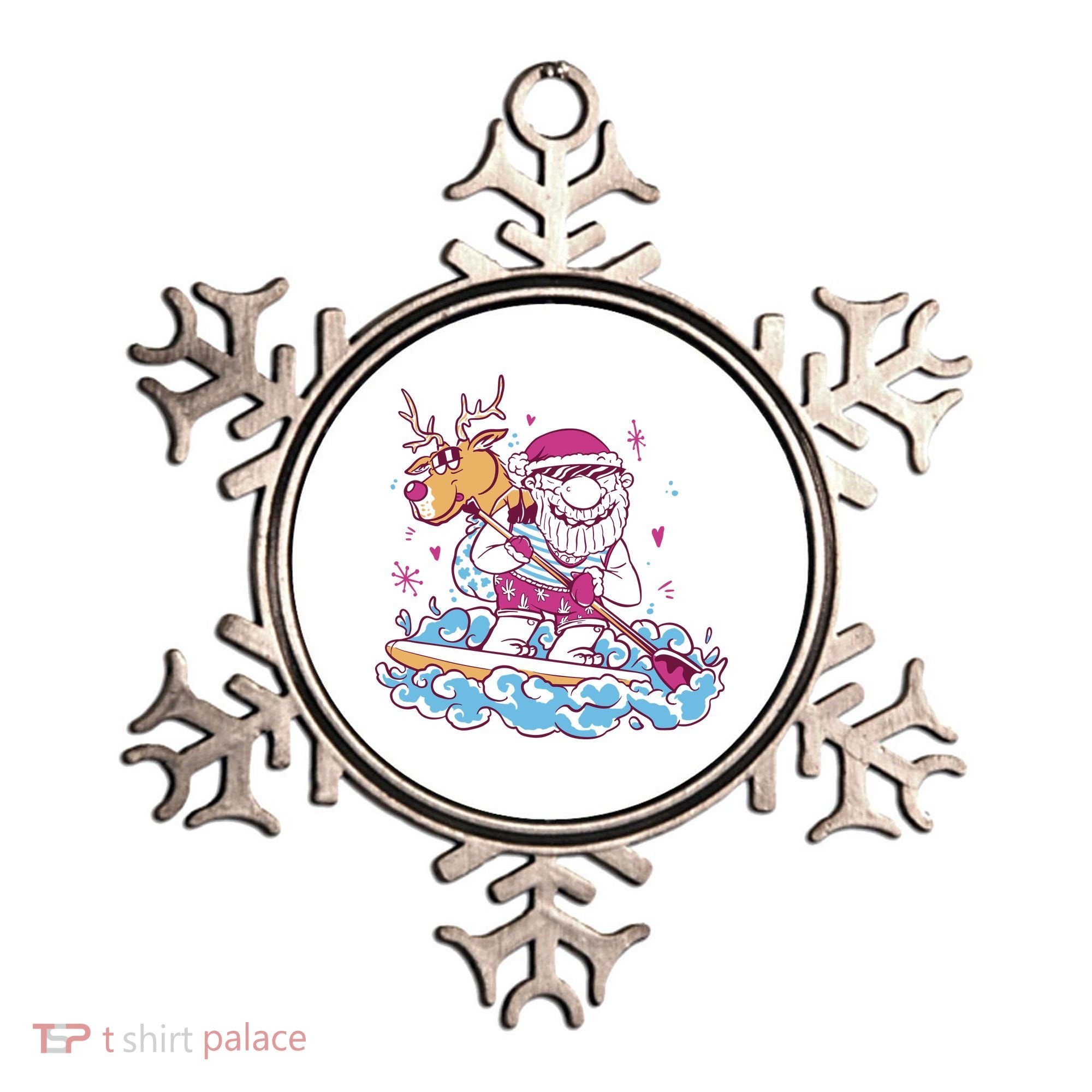 Santa Surfing Christmas Holiday Vacation Ornament