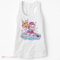 Santa Surfing Christmas Holiday Vacation Women's Tank Top thumb 0