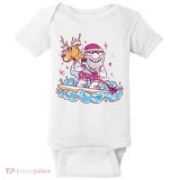 Santa Surfing Christmas Holiday Vacation Baby Bodysuit thumb 0