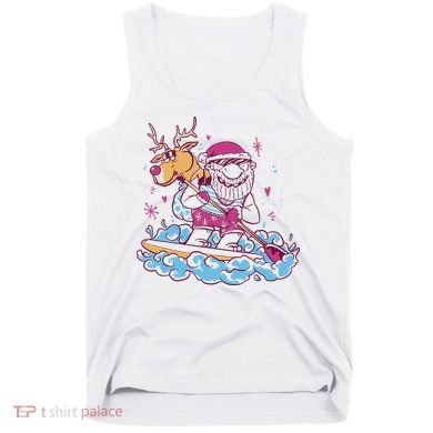 Santa Surfing Christmas Holiday Vacation Tank Top