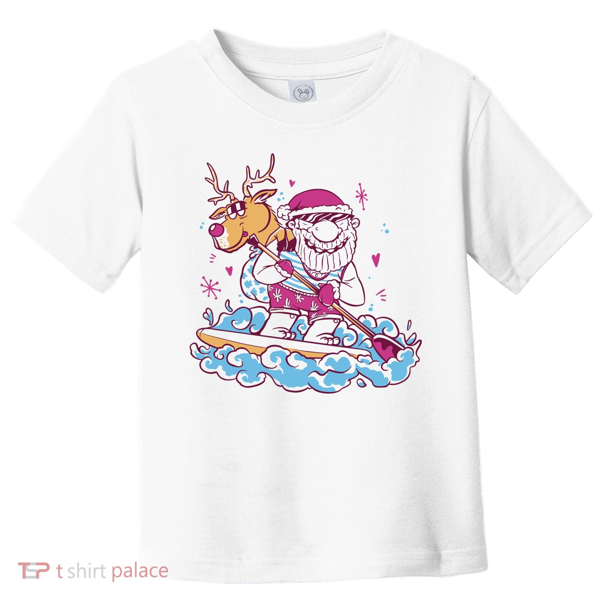 Santa Surfing Christmas Holiday Vacation Toddler T-Shirt