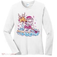 Santa Surfing Christmas Holiday Vacation Women's Long Sleeve Shirt thumb 0
