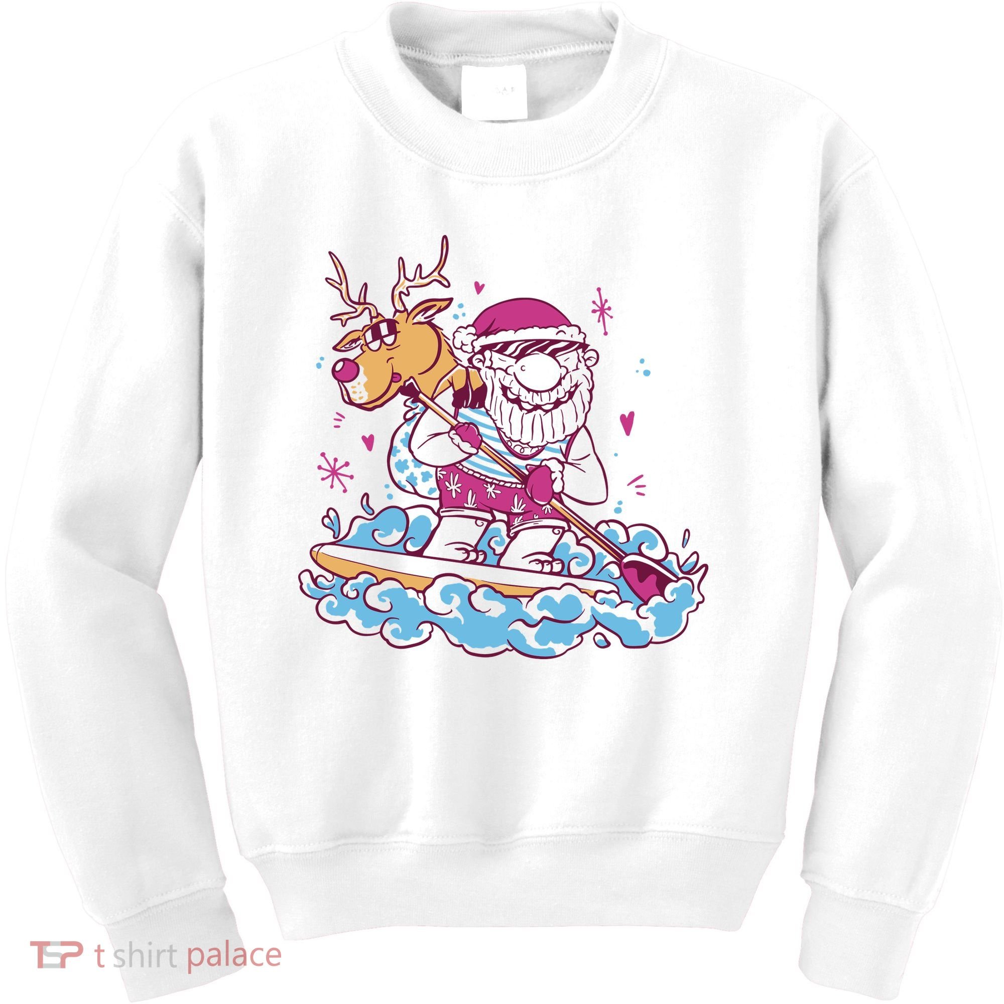 Santa Surfing Christmas Holiday Vacation Kids Sweatshirt