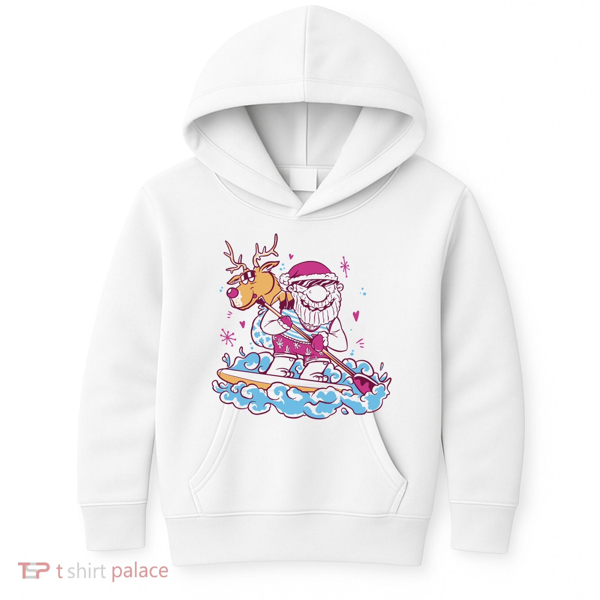 Santa Surfing Christmas Holiday Vacation Kids Hoodie