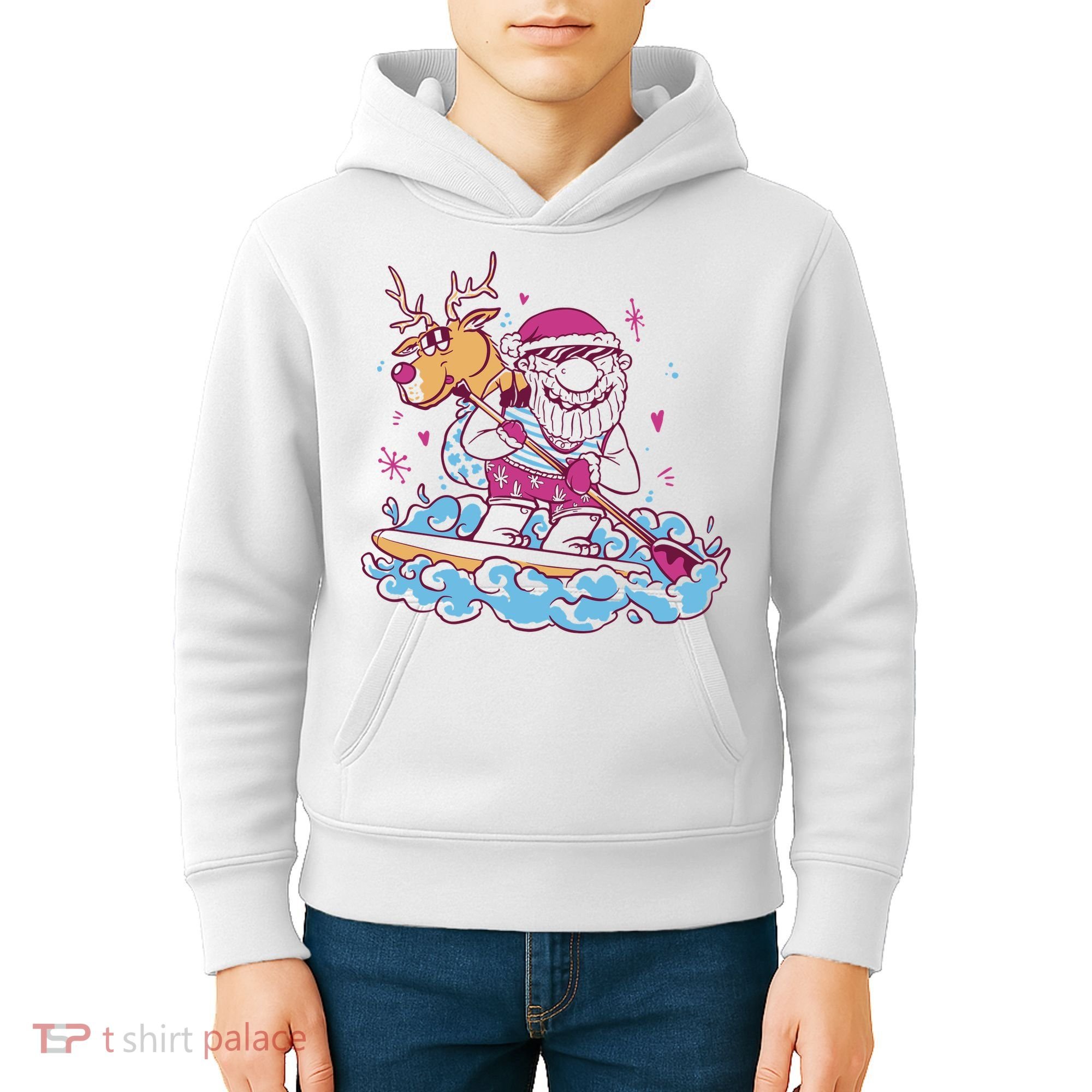 Santa Surfing Christmas Holiday Vacation Kids Hoodie
