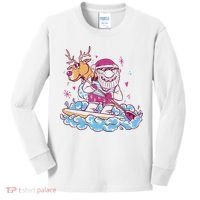 Santa Surfing Christmas Holiday Vacation Kids Long Sleeve Shirt thumb 0