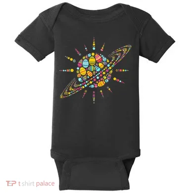 Solar System Colorful Easter Egg Baby Bodysuit