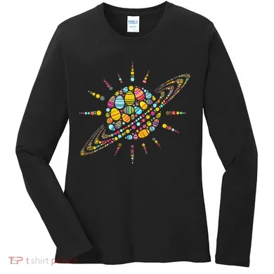 Solar System Colorful Easter Egg Women's Long Sleeve Shirt