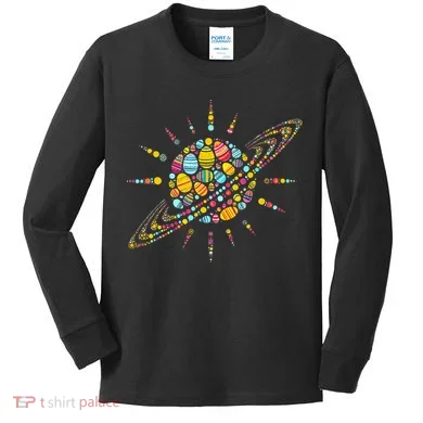 Solar System Colorful Easter Egg Kids Long Sleeve Shirt