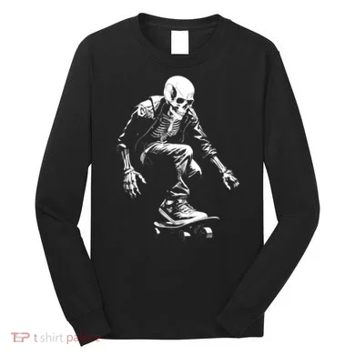 Skeleton Skateboarder Cool Long Sleeve Shirt