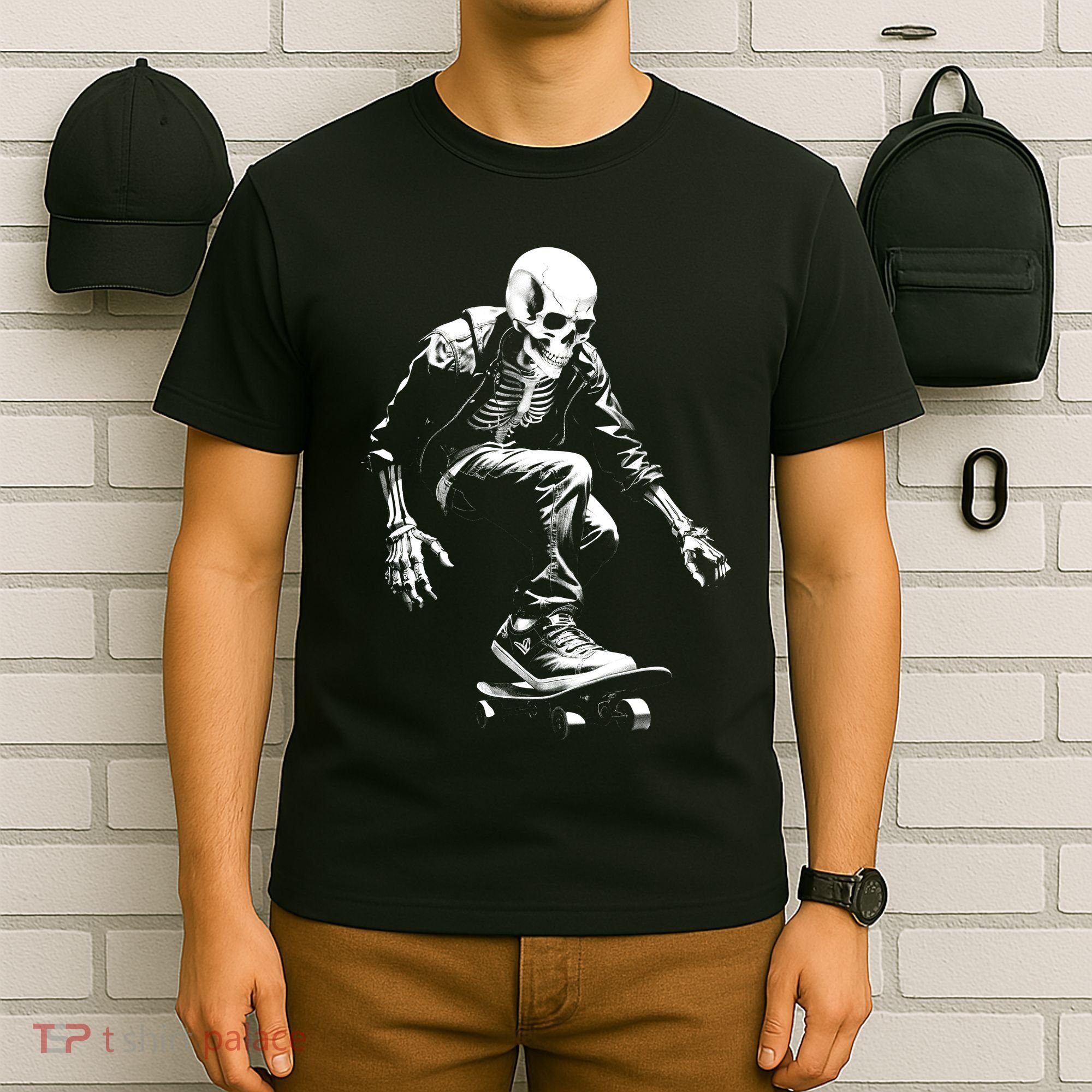 Skeleton Skateboarder Cool T-Shirt