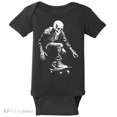 Skeleton Skateboarder Cool Baby Bodysuit