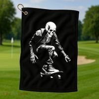 Skeleton Skateboarder Cool Golf Towel thumb 1