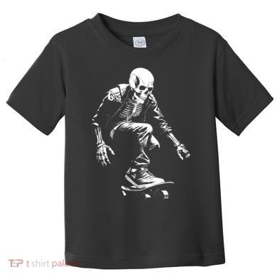 Skeleton Skateboarder Cool Toddler T-Shirt