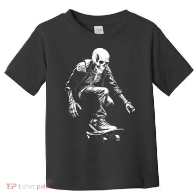 Skeleton Skateboarder Cool Toddler T-Shirt