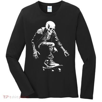 Skeleton Skateboarder Cool Women's Long Sleeve Shirt