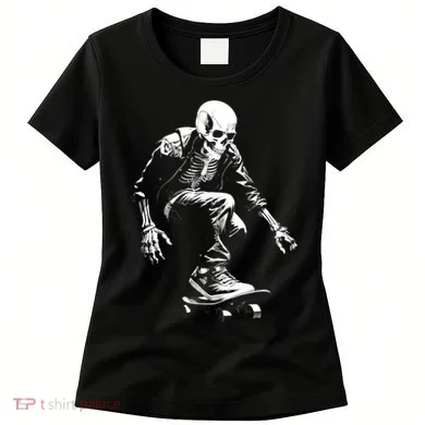 Skeleton Skateboarder Cool Women's T-Shirt