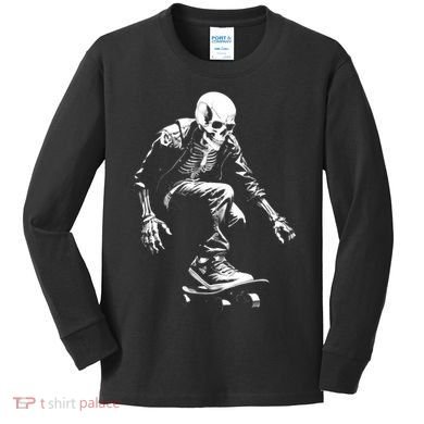 Skeleton Skateboarder Cool Kids Long Sleeve Shirt