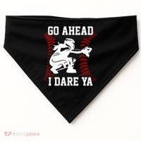 S Softball Catcher Funny N I Dare Ya Gift USA-Made Doggie Bandana thumb 0