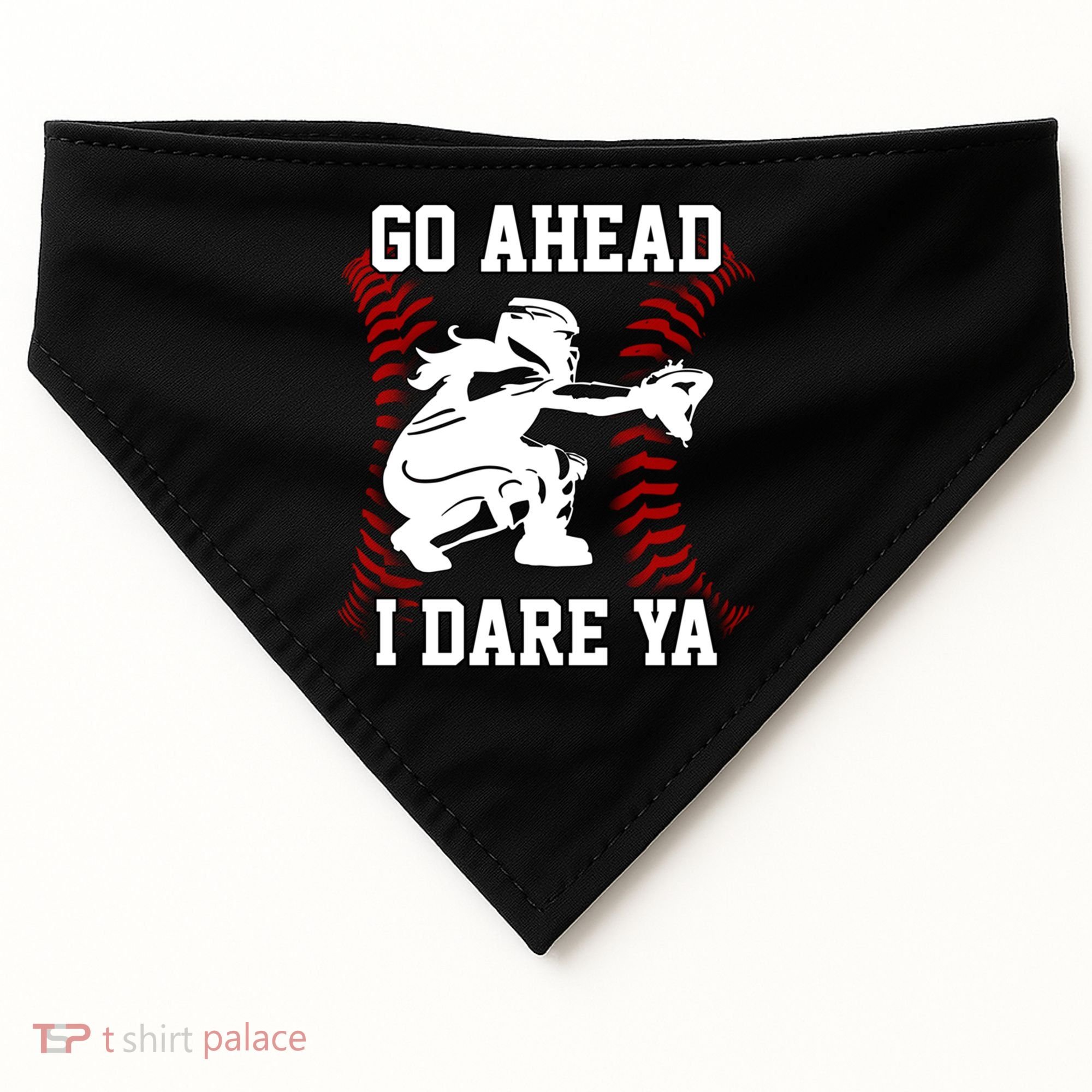 S Softball Catcher Funny N I Dare Ya Gift USA-Made Doggie Bandana