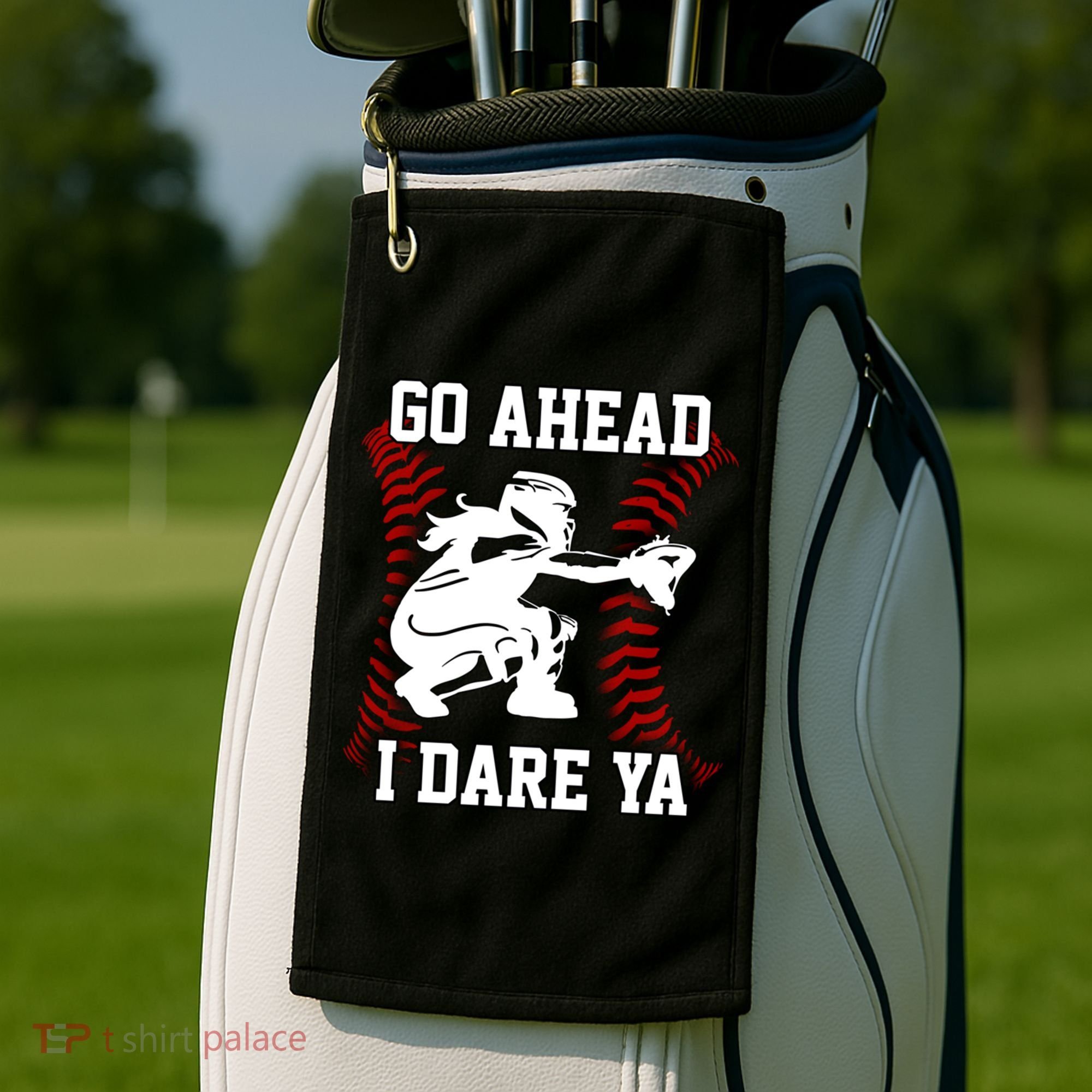 S Softball Catcher Funny N I Dare Ya Gift Golf Towel