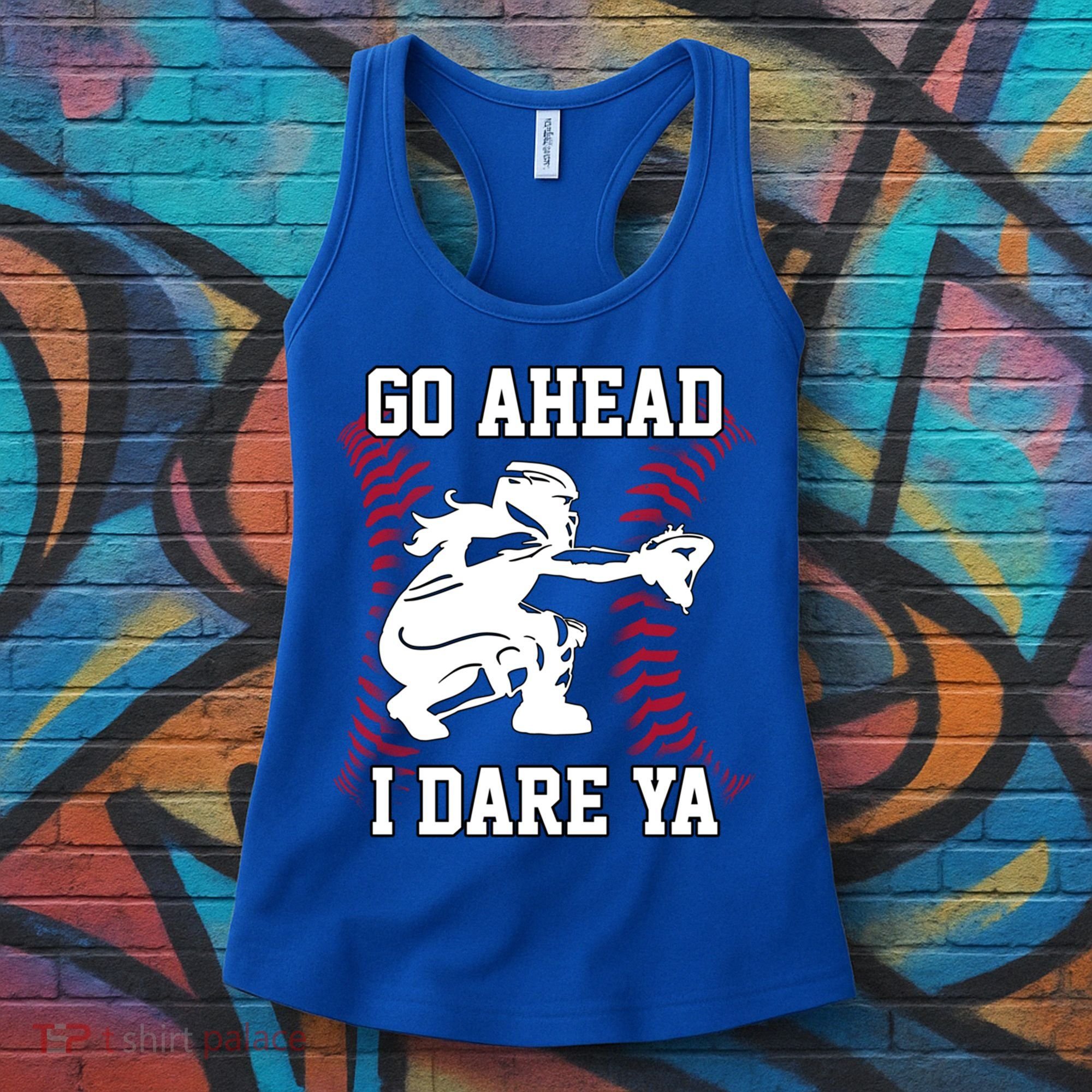S Softball Catcher Funny N I Dare Ya Gift Women's Tank Top
